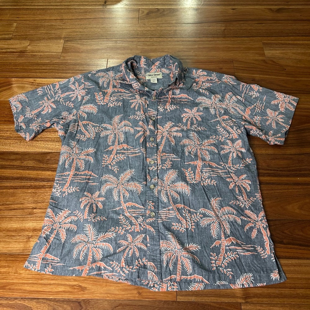 Cooke Street Hawaiian Shirt Palm Tree Print Button Up Casual XL‎